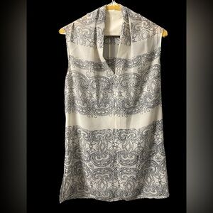 CAbi 3091 Scrollwork Sleeveless Tunic Blouse Polyester VNeck Top Size XS